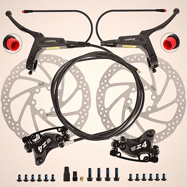 4Piston Hydraulic Disc Brake Set 160mm Rotors EBike Electric Power Off for Cyc
