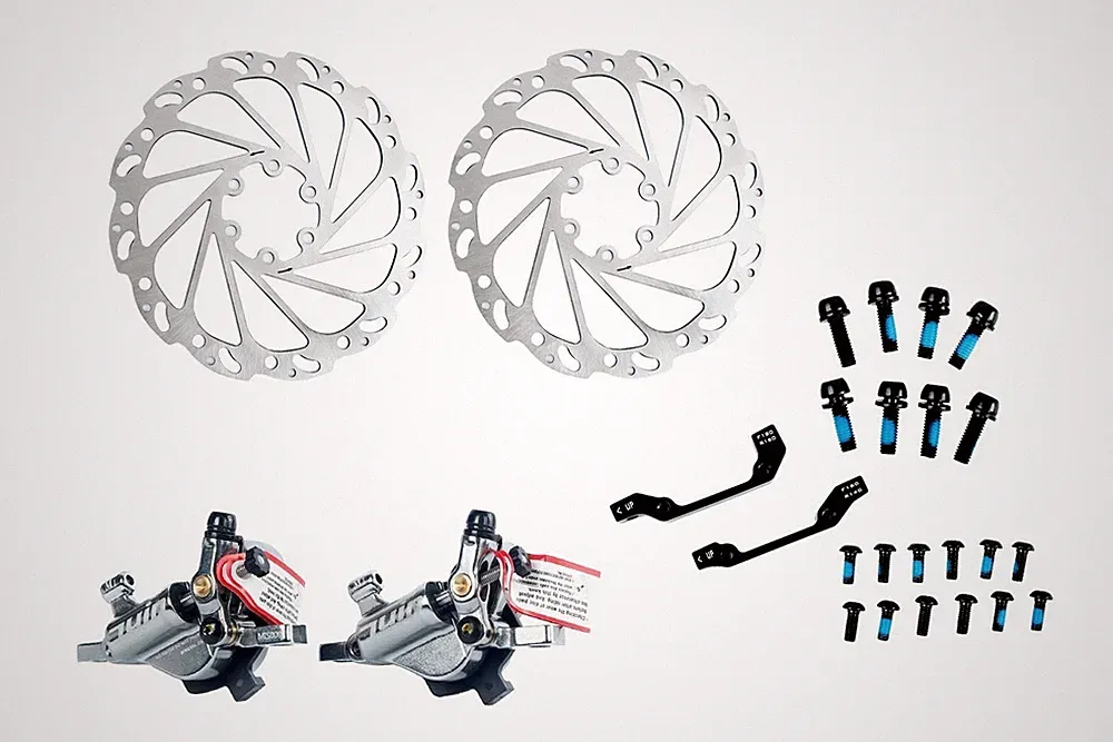 Juin Tech M1 Hybrid Hydraulic Disc Brake Set 160MM Rotors Bicycle eBike Grey