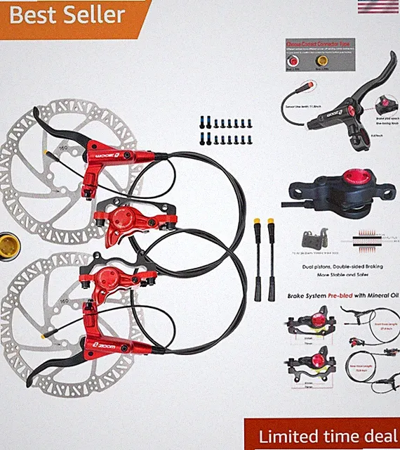 Reliable eBike Hydraulic Brake System with Dual Piston Calipers & 160mm Rotors