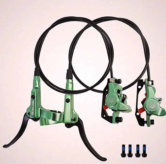 Swishti MTB eBike Cycle Hydraulic Disc Rotor Brake Set Green Color Bike